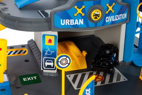 GARAŻ SAMOCHODOWY KOMENDA POLICJI 3 POZIOMY Z WINDĄ AUTKA + HELIKOPTER 74 ELEMENTY