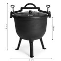 KOCIOŁEK ŻELIWNY STOJĄCY 15L GARNEK MYŚLIWSKI OGNISKO GRILL MULTIGARDEN