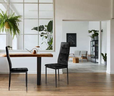 KOMPLET 4 KRZESEŁ CZARNE KRZESŁO WELUROWE DO JADALNI I SALONU MODERNHOME