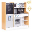 KUCHNIA DLA DZIECI Z DŹWIĘKIEM I LED TABLICA KREDOWA METALOWE AKCESORIA MDF +3 LATA ECOTOYS