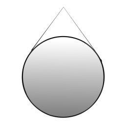 OKRĄGŁE LUSTRO ŚCIENNE 80 CM WISZĄCE NA PASKU NOWOCZESNE CZARNA RAMA MODERNHOME