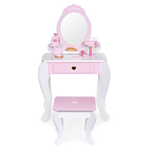 TOALETKA DZIECIĘCA ZABAWKOWA DUŻA Z LUSTREM TABORECIKIEM 7 DODATKÓW ECOTOYS