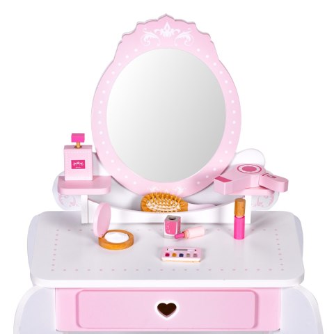 TOALETKA DZIECIĘCA ZABAWKOWA DUŻA Z LUSTREM TABORECIKIEM 7 DODATKÓW ECOTOYS