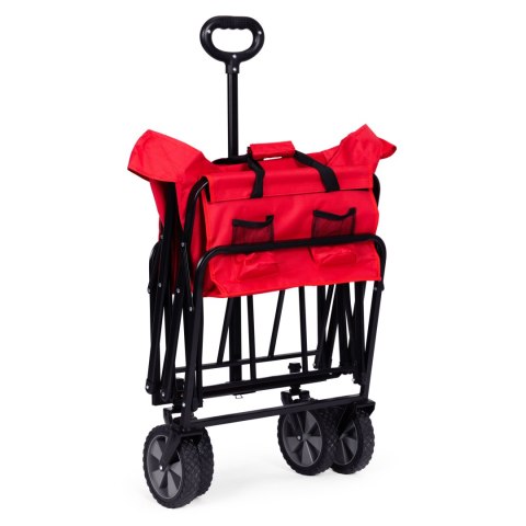 WÓZEK TRANSPORTOWY SKŁADANY DUŻY WÓZEK OGRODOWY PLAŻOWY CZERWONY 47X105 CM MULTIGARDEN