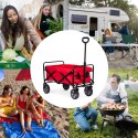 WÓZEK TRANSPORTOWY SKŁADANY DUŻY WÓZEK OGRODOWY PLAŻOWY CZERWONY 47X105 CM MULTIGARDEN