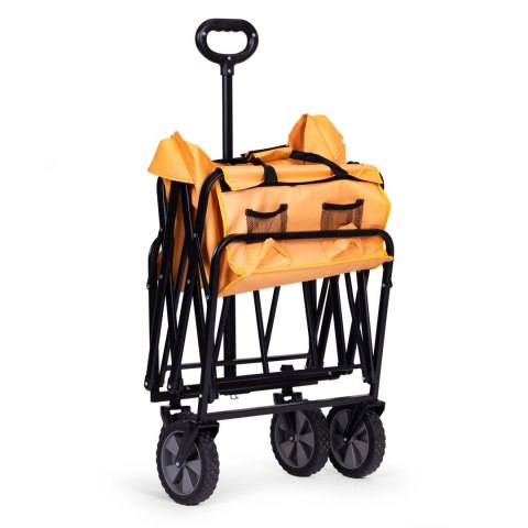WÓZEK TRANSPORTOWY SKŁADANY DUŻY WÓZEK OGRODOWY PLAŻOWY POMARAŃCZOWY 47X105 CM MULTIGARDEN