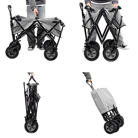 WÓZEK TRANSPORTOWY SKŁADANY DUŻY WÓZEK OGRODOWY PLAŻOWY POMARAŃCZOWY 47X105 CM MULTIGARDEN