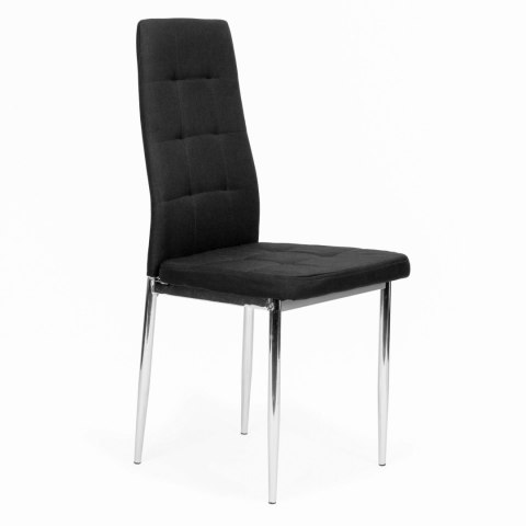 ZESTAW 4 KRZESEŁ DO SALONU JADALNI PROSTE PIKOWANE KRZESŁO CHROMOWANE NOGI CZARNE