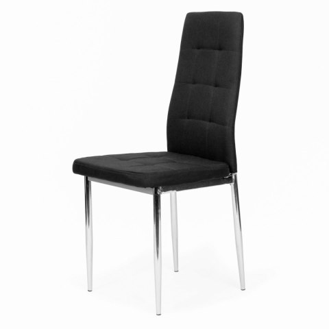 ZESTAW 4 KRZESEŁ DO SALONU JADALNI PROSTE PIKOWANE KRZESŁO CHROMOWANE NOGI CZARNE