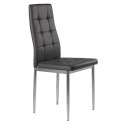 ZESTAW 4 KRZESEŁ DO SALONU JADALNI PROSTE PIKOWANE KRZESŁO CHROMOWANE NOGI SZARA EKOSKÓRA
