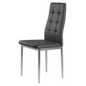 ZESTAW 4 KRZESEŁ DO SALONU JADALNI PROSTE PIKOWANE KRZESŁO CHROMOWANE NOGI SZARA EKOSKÓRA