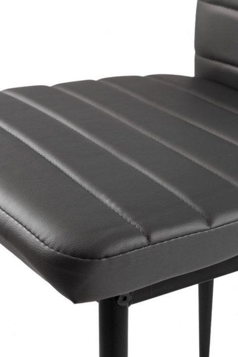 ZESTAW 4 KRZESEŁ DO SALONU JADALNI Z EKOSKÓRY WYPROFILOWANE OPARCIE SZARE