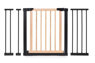 BRAMKA BARIERKA ZABEZPIECZAJĄCA 74-130 CM NA SCHODY I DRZWI METAL DREWNO DODATKOWE PANELE