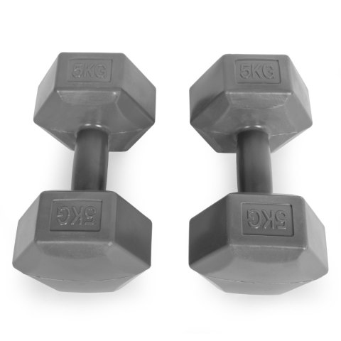HANTLE SZEŚCIOKĄTNE ZESTAW 2X5 KG CIĘŻARKI DO ĆWICZEŃ OBCIĄŻNIKI FITNESS SZARE MODERNHOME