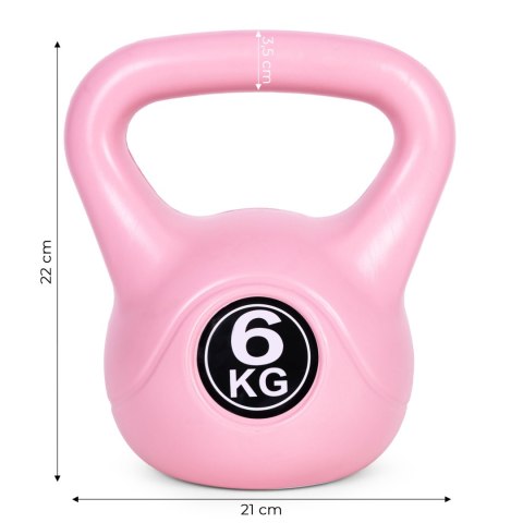 KETTLEBELL KETTLE 6 KG DO ĆWICZEŃ HANTLA KULA ODWAŻNIK OBCIĄŻENIE CIĘŻAR FITNESS RÓŻOWY MODERNHOME