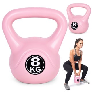 KETTLEBELL KETTLE 8 KG DO ĆWICZEŃ HANTLA KULA ODWAŻNIK OBCIĄŻENIE CIĘŻAR FITNESS RÓŻOWY MODERNHOME