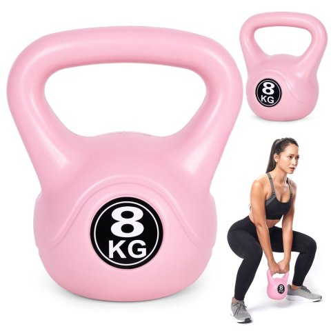 KETTLEBELL KETTLE 8 KG DO ĆWICZEŃ HANTLA KULA ODWAŻNIK OBCIĄŻENIE CIĘŻAR FITNESS RÓŻOWY MODERNHOME