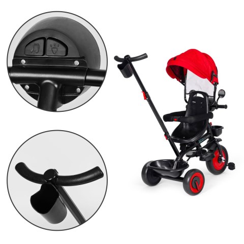 ROWEREK TRÓJKOŁOWY DLA DZIECI SPACERÓWKA 3W1 OBRACANE SIEDZISKO DASZEK CZERWONY ECOTOYS