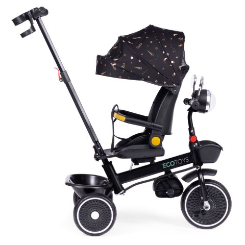 ROWEREK TRÓJKOŁOWY DLA DZIECI SPACERÓWKA OBRACANE SIEDZISKO PCHACZ CZARNY ECOTOYS