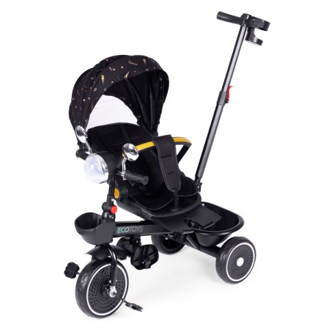 ROWEREK TRÓJKOŁOWY DLA DZIECI SPACERÓWKA OBRACANE SIEDZISKO PCHACZ CZARNY ECOTOYS