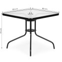 STOLIK OGRODOWY 80X80 CM NA TARAS OGRÓD BALKON SZKŁO HARTOWANE OTWÓR NA PARASOL MULTIGARDEN