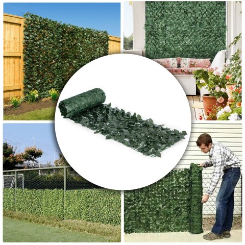 SZTUCZNY BLUSZCZ ŻYWOPŁOT 500X50 CM ZIELONA OSŁONA NA BALKON MASKUJĄCA