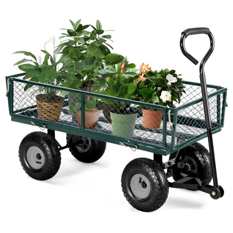 WÓZEK TRANSPORTOWY OGRODOWY 200 KG OTWIERANE BURTY DUŻE POMPOWANE KOŁA MULTIGARDEN