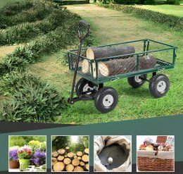 WÓZEK TRANSPORTOWY OGRODOWY 200 KG OTWIERANE BURTY DUŻE POMPOWANE KOŁA MULTIGARDEN