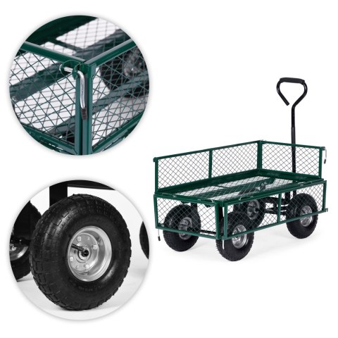 WÓZEK TRANSPORTOWY OGRODOWY 200 KG OTWIERANE BURTY DUŻE POMPOWANE KOŁA MULTIGARDEN
