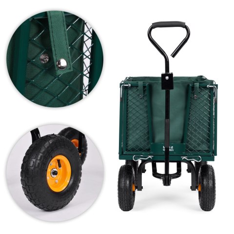 WÓZEK TRANSPORTOWY OGRODOWY 400 KG DO TRAKTORKA OTWIERANE BURTY DUŻE POMPOWANE KOŁA MULTIGARDEN