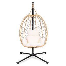 FOTEL KOKON WISZĄCY WOLNOSTOJĄCY BUJANY OGRODOWY DO 120 KG + PODUSZKI MULTIGARDEN