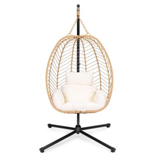 FOTEL KOKON WISZĄCY WOLNOSTOJĄCY BUJANY OGRODOWY DO 120 KG + PODUSZKI MULTIGARDEN