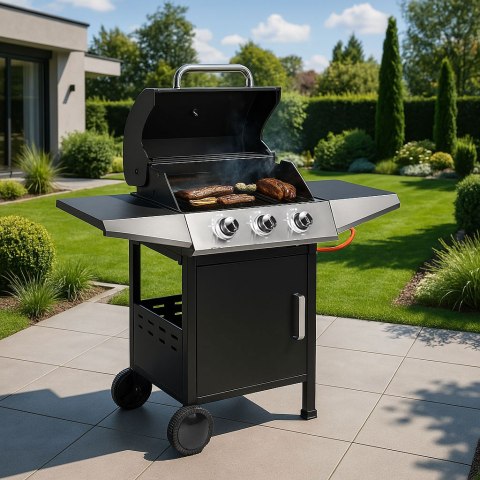 GRILL GAZOWY OGRODOWY 10.2 KW DUŻY RUSZT 3 PALNIKI TERMOMETR REDUKTOR MULTIGARDEN