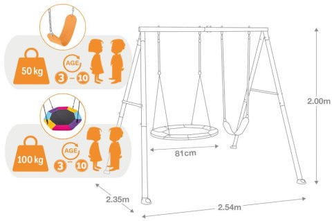 HUŚTAWKA OGRODOWA PODWÓJNA PLAC ZABAW DLA DZIECI BOCIANIE GNIAZDO INTEX 44126