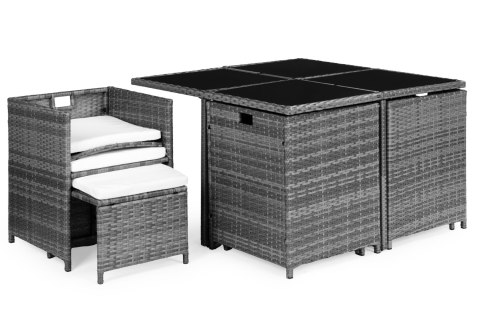 KOMPLET MEBLI OGRODOWYCH Z TECHNORATTANU 4 FOTELE 4 PUFY STOLIK MULTIGARDEN