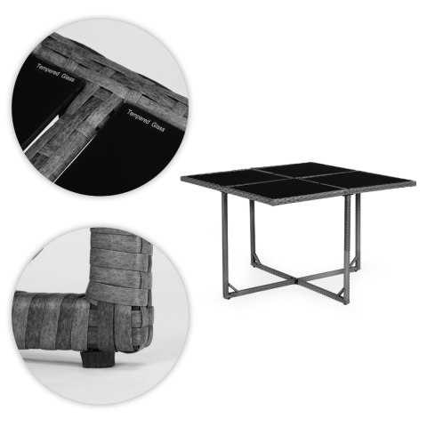 KOMPLET MEBLI OGRODOWYCH Z TECHNORATTANU 4 FOTELE 4 PUFY STOLIK MULTIGARDEN