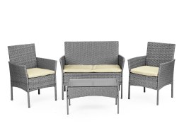 KOMPLET MEBLI OGRODOWYCH Z TECHNORATTANU ŁAWKA STOLIK KRZESŁA SZARY MULTIGARDEN