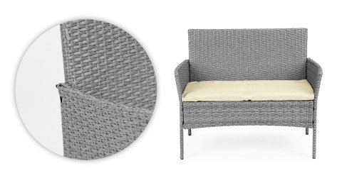 KOMPLET MEBLI OGRODOWYCH Z TECHNORATTANU ŁAWKA STOLIK KRZESŁA SZARY MULTIGARDEN