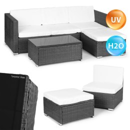 KOMPLET MEBLI OGRODOWYCH Z TECHNORATTANU NAROŻNIK MODUŁOWY STOLIK SZARY MULTIGARDEN