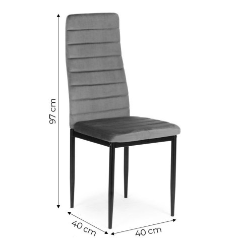 KRZESŁA Z WYPROFILOWANYM OPARCIEM- VELVET SZARE - 4 SZTUKI