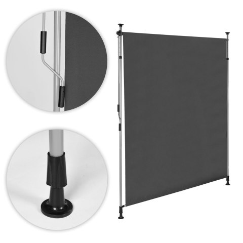 MARKIZA ZACISKOWA ROZPOROWA ROLETA ZWIJANA NA KORBKĘ REGULACJA WYSOKOŚCI ANTRACYT MULTIGARDEN