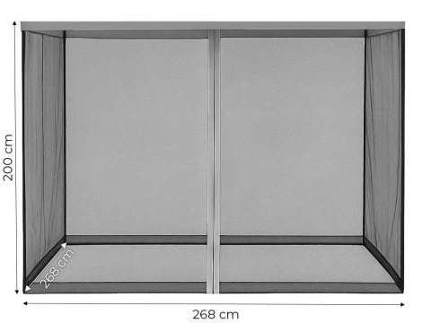 MOSKITIERA DO PAWILONU OGRODOWEGO 3X3 M SIATKA Z ZAMKAMI BŁYSKAWICZNYMI MULTIGARDEN