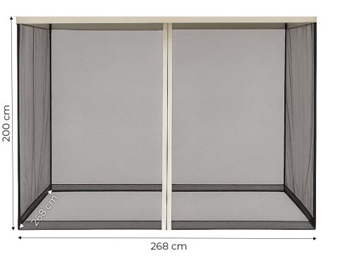 MOSKITIERA DO PAWILONU OGRODOWEGO 3X3 M SIATKA Z ZAMKAMI BŁYSKAWICZNYMI MULTIGARDEN