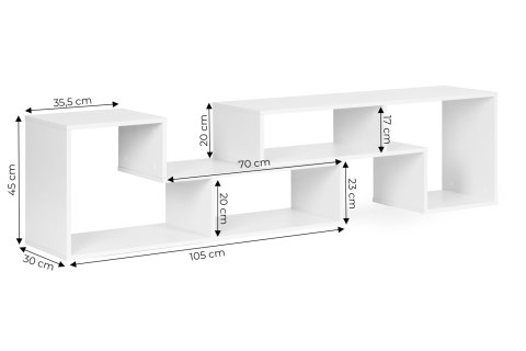 NOWOCZESNY REGAŁ MODUŁOWY GEOMETRYCZNY SZAFKA NA KSIĄŻKI 4 PÓŁKI MODERNHOME