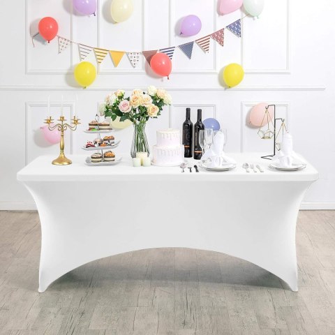 OBRUS UNIWERSALNY POKROWIEC NA STÓŁ CATERINGOWY 240 CM 8FT BIAŁY ELASTYCZNY MULTIGARDEN