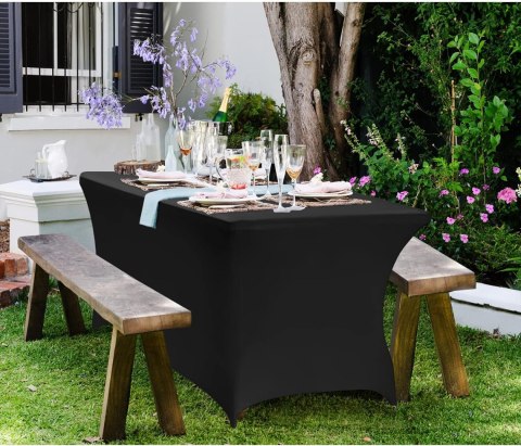 OBRUS UNIWERSALNY POKROWIEC NA STÓŁ CATERINGOWY 240 CM 8FT CZARNY ELASTYCZNY MULTIGARDEN