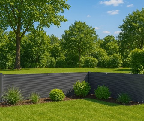 OSŁONA BALKONOWA Z OKUCIAMI 150X500 CM SIATKA CIENIUJĄCA + ELEMENTY INSTALACYJNE SZARA MULTIGARDEN