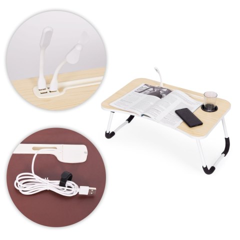 PODSTAWKA POD LAPTOPA SKŁADANA TACA 60X40 CM LAMPKA WIATRAK MODERNHOME