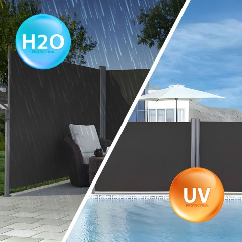 PODWÓJNA MARKIZA 300X300X180 CM PRZECIWSŁONECZNA BOCZNA PARAWAN ROLETA ANTRACYT MULTIGARDEN