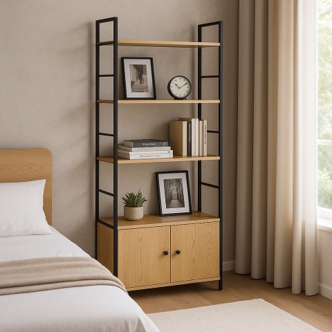 REGAŁ LOFTOWY INDUSTRIALNY Z ZAMYKANĄ SZAFKĄ 4 PÓŁKI MODERNHOME